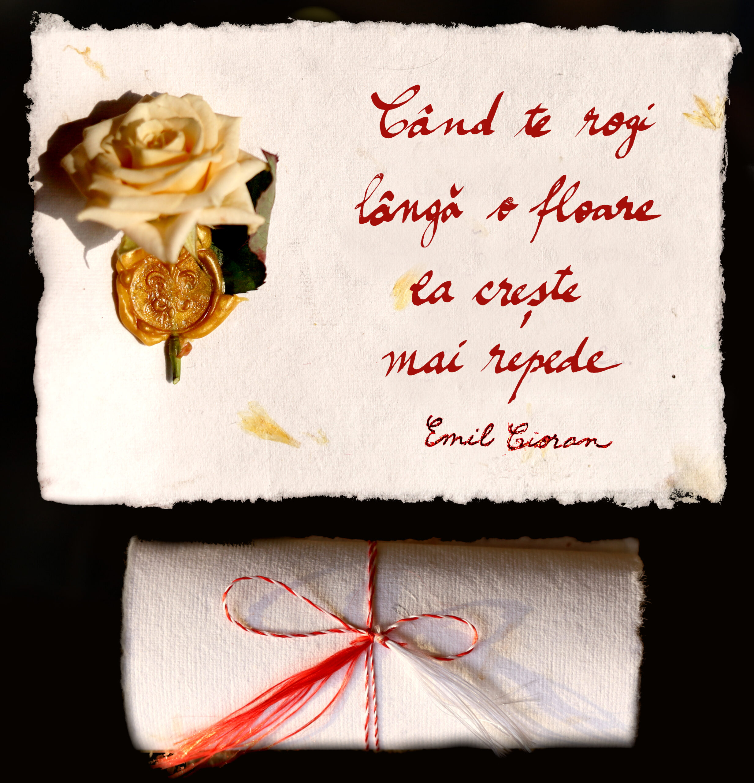 Răvaș cu flori și cuvinte nemuritoare